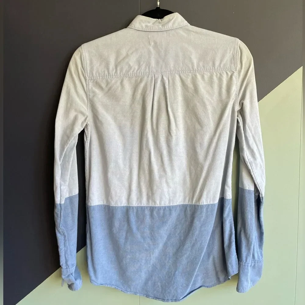 J Crew Blue Colorblock Boy Fit Oxford, Sz 0, Fits XS